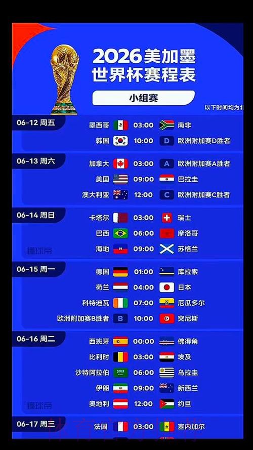 2026美加墨世界杯比赛时间更新 2026美加墨世界杯比赛时间更新